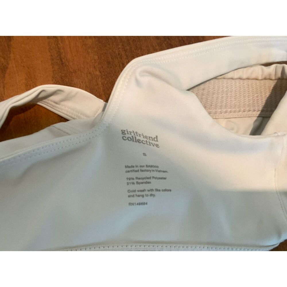 Girlfriend Collective White Square Neck Sports Bra Crop Top Size S